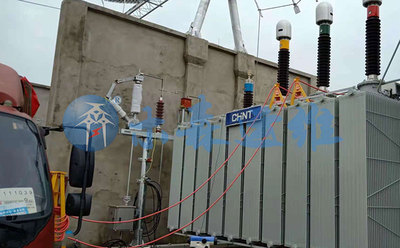 冈产业园增量配电项目110KV变压器感应局放测量现场